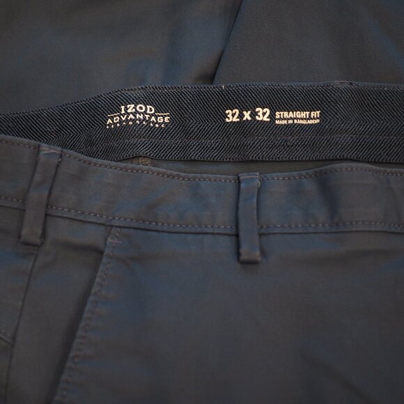 Izod Advantage Performance 32 x 32 Men's Navy Blue Chinos Straight Pants - Picture 7 of 10